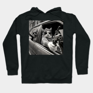 Funny Vintage Gangster Cat Memes Cat Gang Cat Mom Dad Women Hoodie
