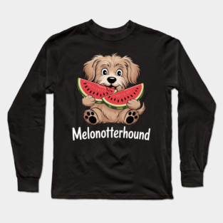 OTTERHOUND Dog Eating Watermelon MELONOTTERHOUND Mommy Daddy Long Sleeve T-Shirt