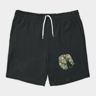 Ornate Botanical Elephant Wildlife Portrait Shorts
