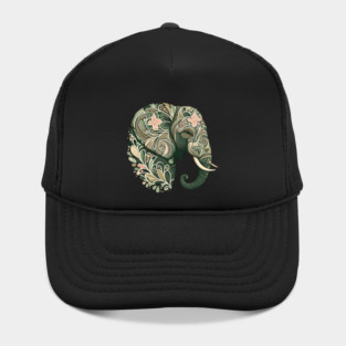 Ornate Botanical Elephant Wildlife Portrait Hat