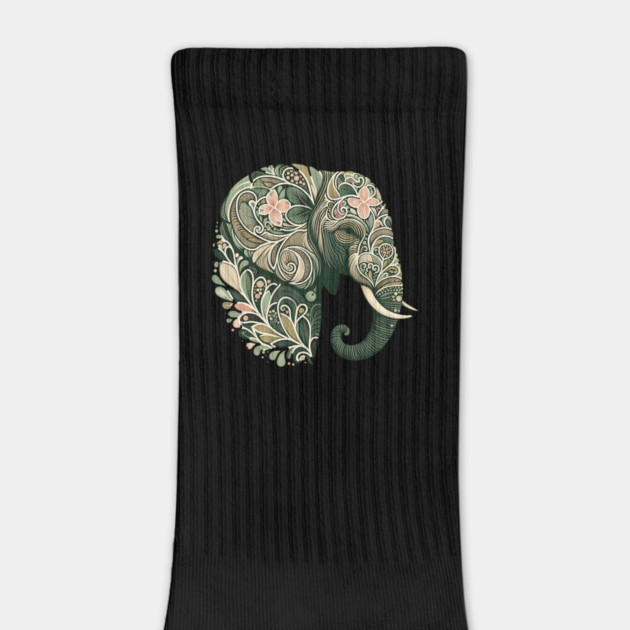 Ornate Botanical Elephant Wildlife Portrait by BirdsnStuff