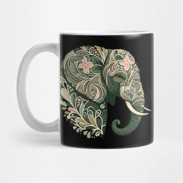 Ornate Botanical Elephant Wildlife Portrait by BirdsnStuff