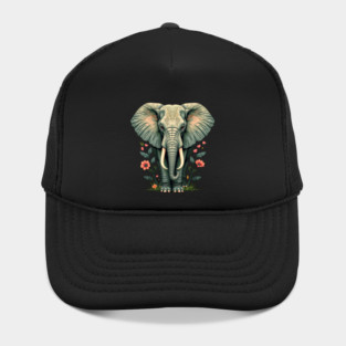 Botanical Elephant Wildlife Portrait Hat
