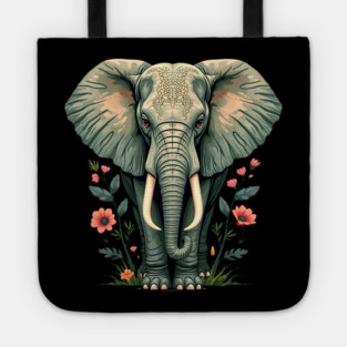 Botanical Elephant Wildlife Portrait Tote