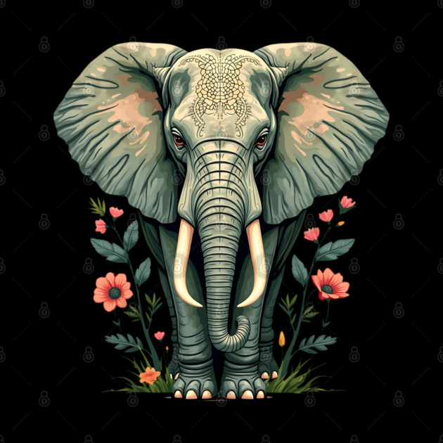 Botanical Elephant Wildlife Portrait by BirdsnStuff