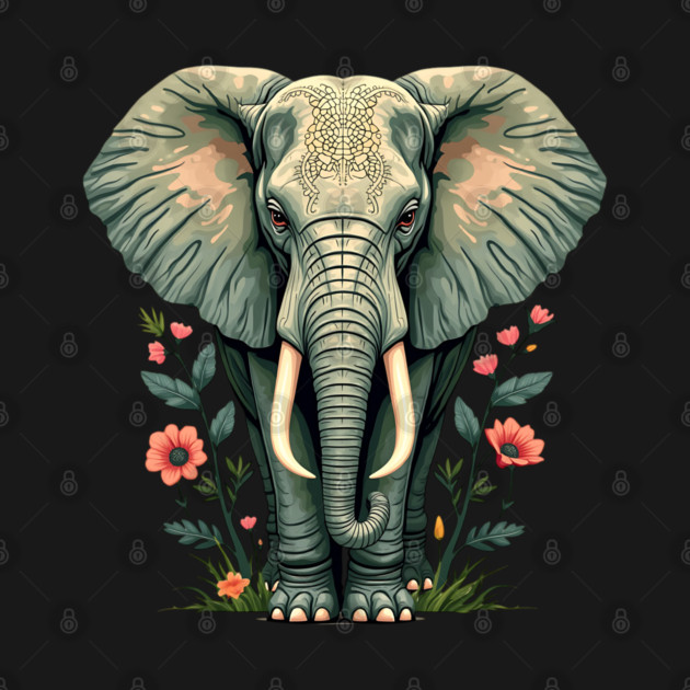 Botanical Elephant Wildlife Portrait by BirdsnStuff