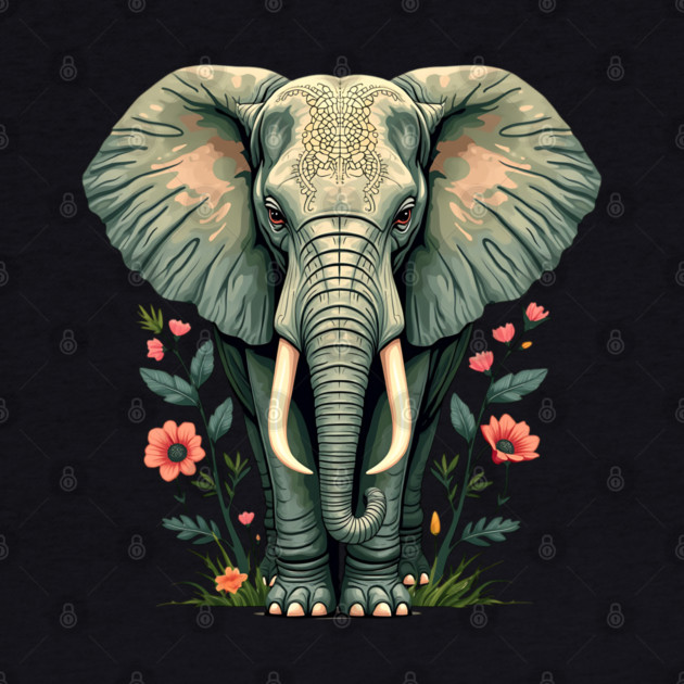 Botanical Elephant Wildlife Portrait by BirdsnStuff