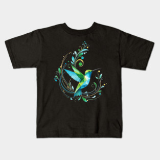Geometric Hummingbird Elegance Kids T-Shirt