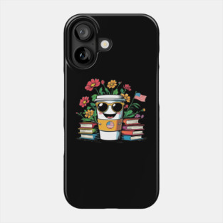 books and coffee flower Phone Case