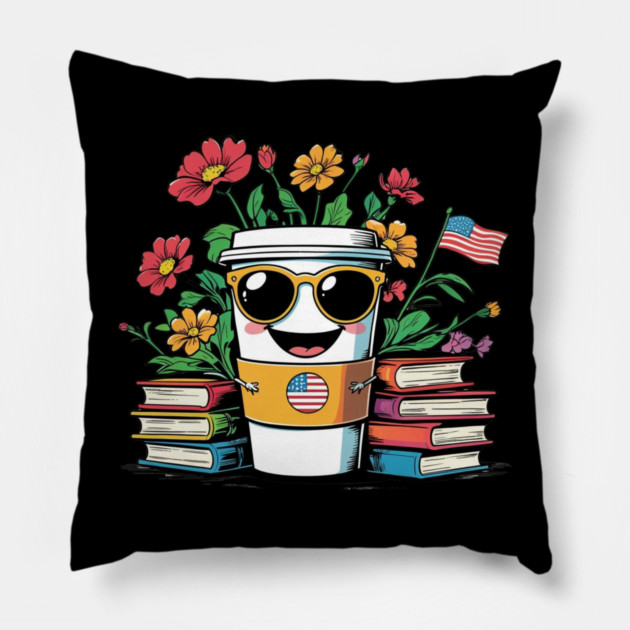 books and coffee flower Pillow by SR8891