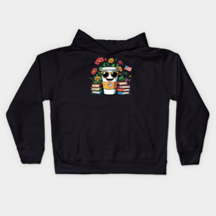 books and coffee flower Kids Hoodie