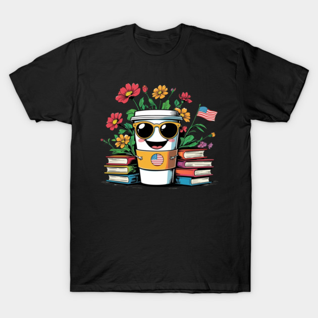 books and coffee flower T-Shirt by SR8891