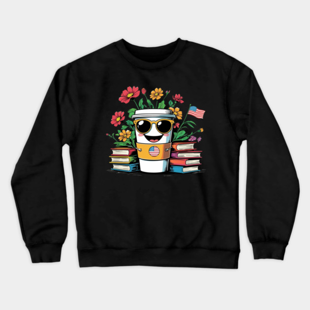 books and coffee flower Crewneck Sweatshirt by SR8891