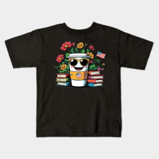 books and coffee flower Kids T-Shirt