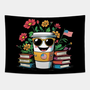 books and coffee flower Tapestry