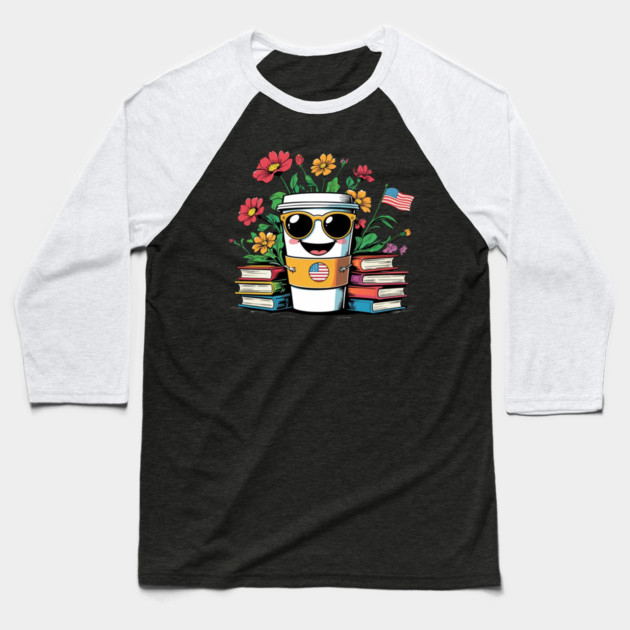 books and coffee flower Baseball T-Shirt by SR8891
