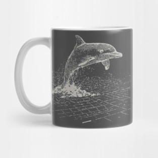 Retro 80s Wireframe Dolphin Retrowave T-Shirt Mug