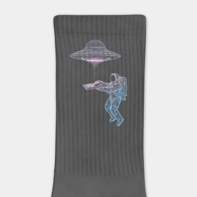 Funny Astronaut and UFO Pizza Delivery T-Shirt by TuncGK