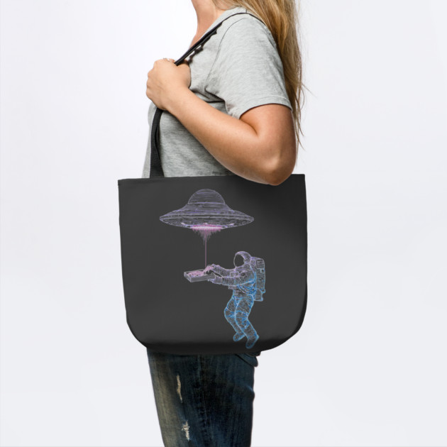 Funny Astronaut and UFO Pizza Delivery T-Shirt by TuncGK