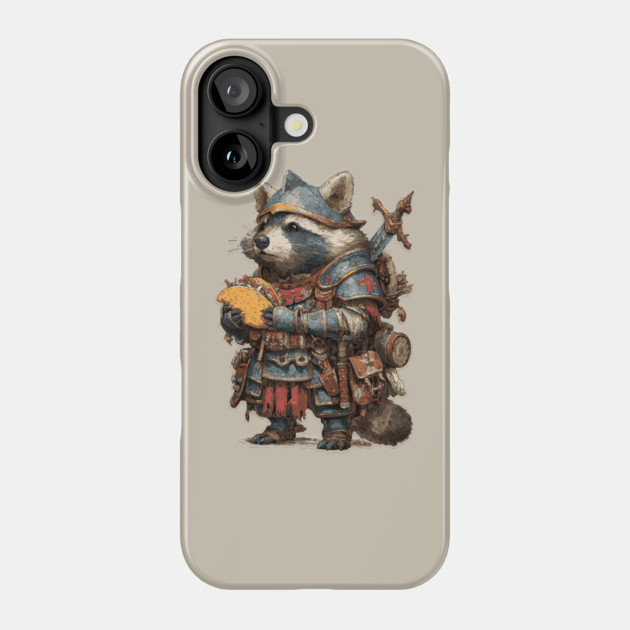 Funny Raccoon Knight with Taco T-Shirt Phone Case by TuncGK