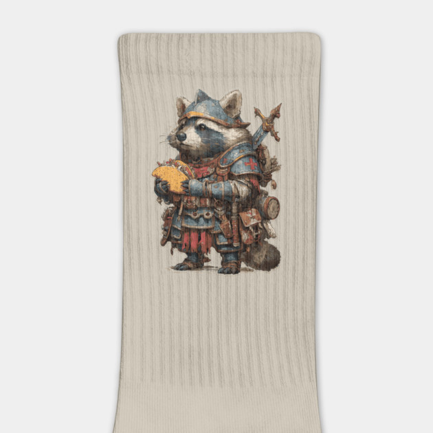 Funny Raccoon Knight with Taco T-Shirt by TuncGK