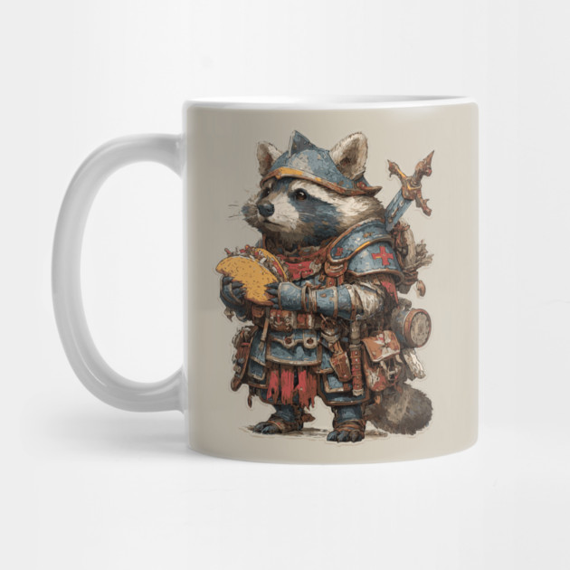 Funny Raccoon Knight with Taco T-Shirt by TuncGK