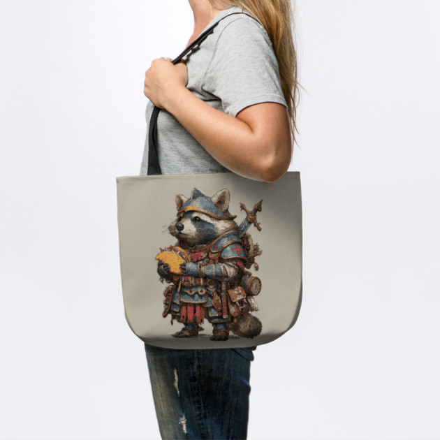Funny Raccoon Knight with Taco T-Shirt by TuncGK