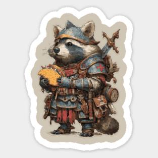 Funny Raccoon Knight with Taco T-Shirt Magnet