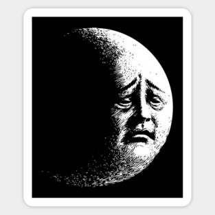 Funny Sad Crying Moon in Space T-Shirt Sticker