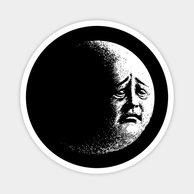 Funny Sad Crying Moon in Space T-Shirt Magnet by TuncGK