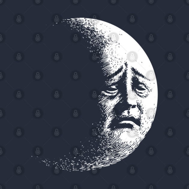 Funny Sad Crying Moon in Space T-Shirt by TuncGK