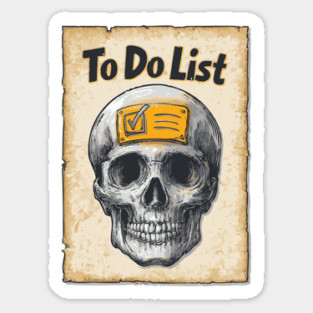 Funny Skull with To-Do List Checked Magnet