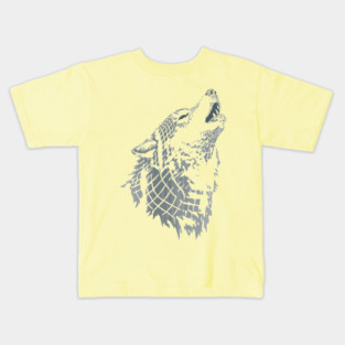 Retrowave Howling Chrome Wolf Head T-Shirt Kids T-Shirt