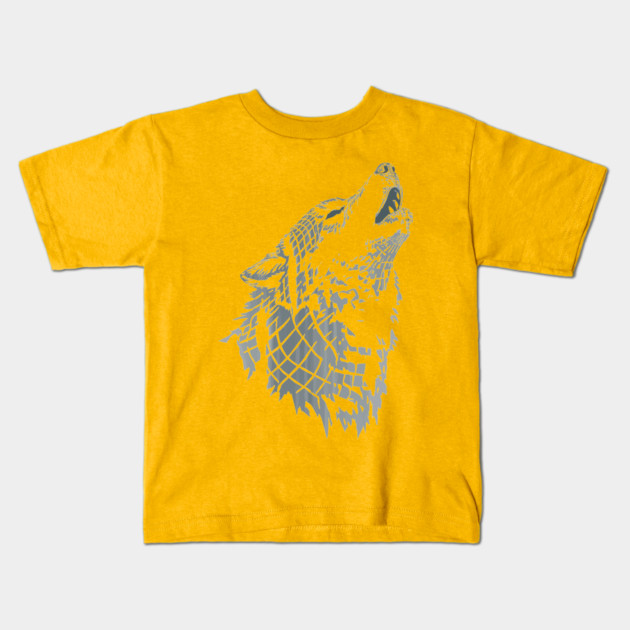 Retrowave Howling Chrome Wolf Head T-Shirt Kids T-Shirt by TuncGK