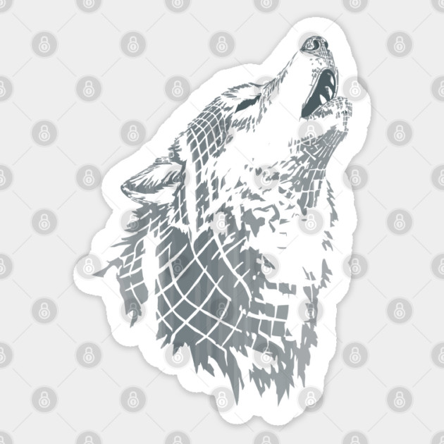 Retrowave Howling Chrome Wolf Head T-Shirt Sticker by TuncGK