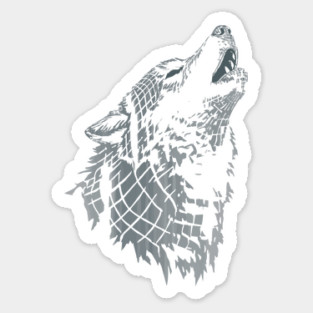 Retrowave Howling Chrome Wolf Head T-Shirt Magnet