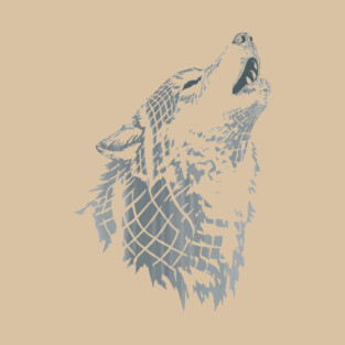 Retrowave Howling Chrome Wolf Head T-Shirt T-Shirt