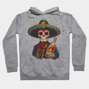 Tequila Skeleton – Dia de los Muertos Vintage Mexican Art Hoodie