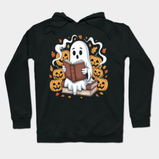 Ghost Book Reading Boo Spooky Halloween Hoodie