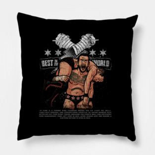 Legend Series: Straight Edge Showdown – CM Punk Vintage Bootleg Ring Art on Black Pillow