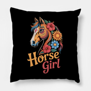 Horse Girl - Equestrian Floral Pillow