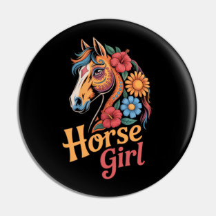 Horse Girl - Equestrian Floral Pin