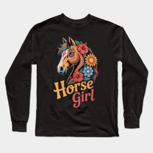 Horse Girl - Equestrian Floral Long Sleeve T-Shirt