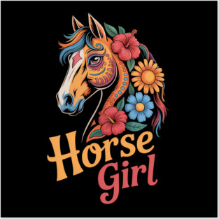 Horse Girl - Equestrian Floral Posters and Art