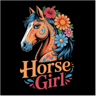 Horse Girl - Equestrian Floral Posters and Art