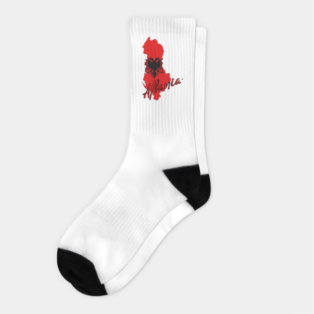 Albania map, Albania flag Socks by eka123