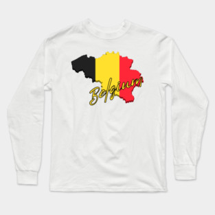 Belgium map, Belgium flag Long Sleeve T-Shirt