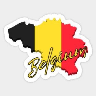 Belgium map, Belgium flag Sticker