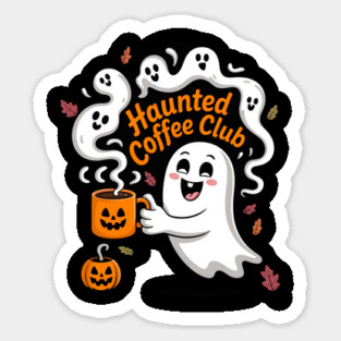 Ghost Halloween Haunted Coffee Club Cute Magnet