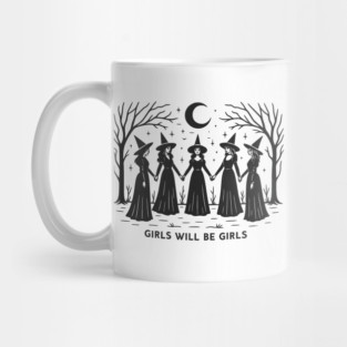 Vintage Girls Will Be Girls Witch, Funny Witch Vintage, Vintage Halloween Women, Witchy Vibes Mug